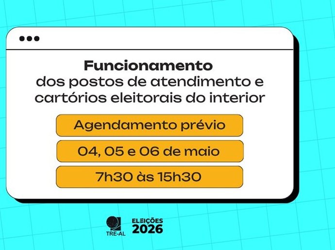 Fechamento do cadastro: Justiça Eleitoral de AL atende das 7h30 às 15h30, com agendamento prévio
