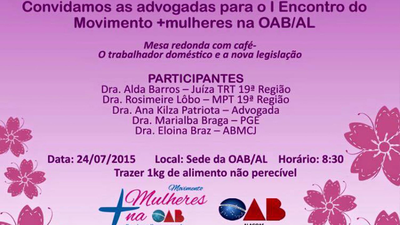 Movimento Mais Mulheres na OAB será lançado nesta sexta-feira (24) em Alagoas