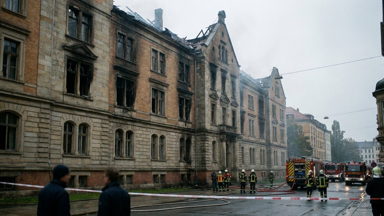 Prédio universitário pega fogo na França