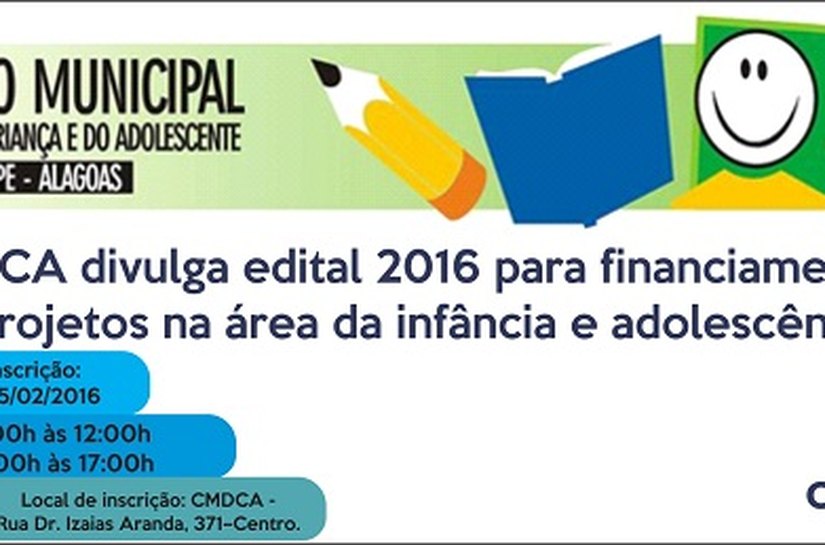 CMDCA divulga edital 2016 para financiamento de projetos na área da infância e adolescência