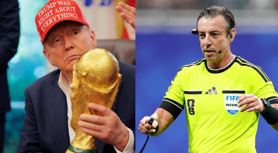Donald Trump (presidente dos EUA) e Raphael Claus (árbitro brasileiro)
