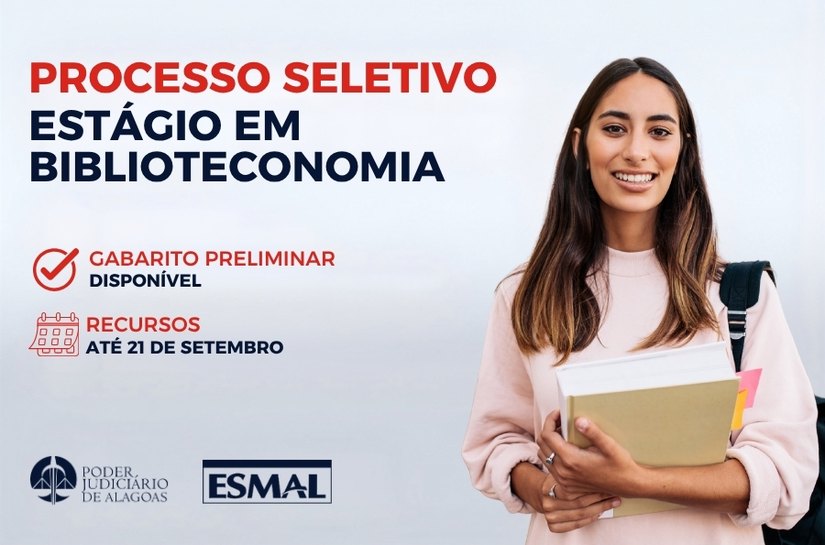 Gabarito preliminar de estágio em Biblioteconomia é divulgado pela Esmal