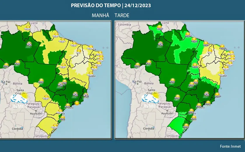 Noite de Natal pode ser chuvosa na maior parte do país