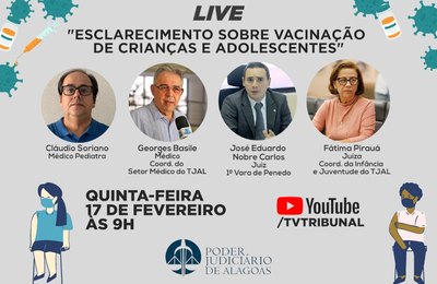 Covid-19: live do TJAL esclarece sobre vacinação de crianças e adolescentes