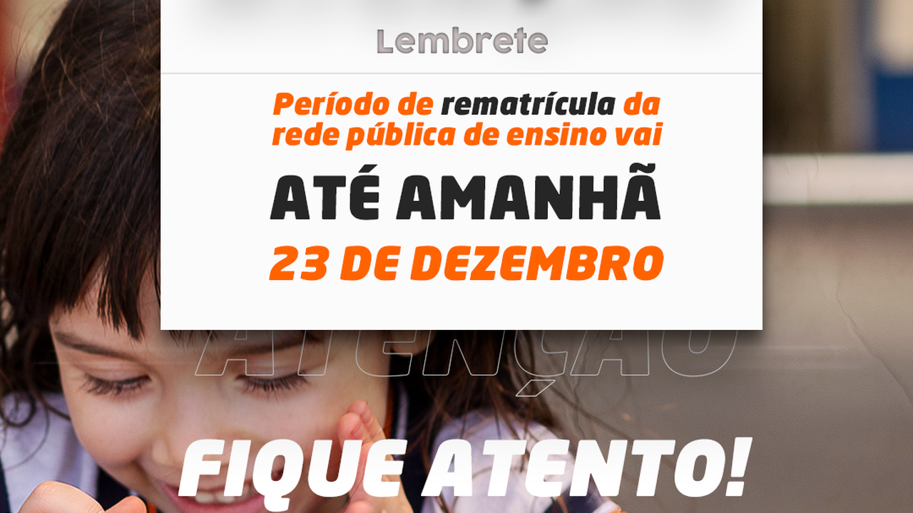 Prazo para rematrícula dos alunos da rede municipal de Rio Largo termina nesta quarta-feira (23)