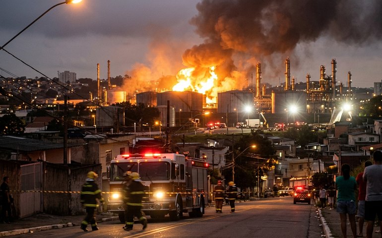Luz intensa no polo petroquímico de Santo André assusta moradores e mobiliza bombeiros