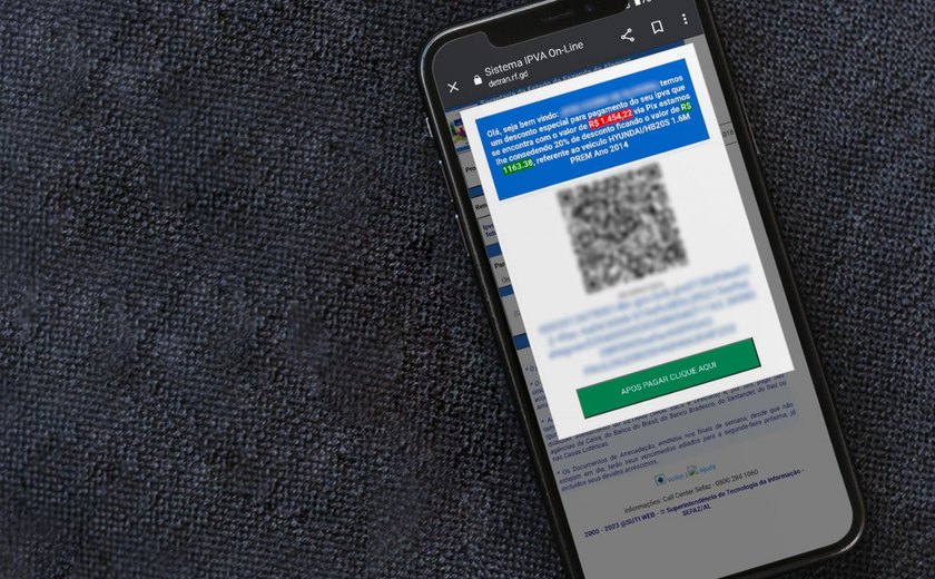 Sefaz alerta que é falso link compartilhado pelo Whatsapp informando pagamento do IPVA 2023 por PIX
