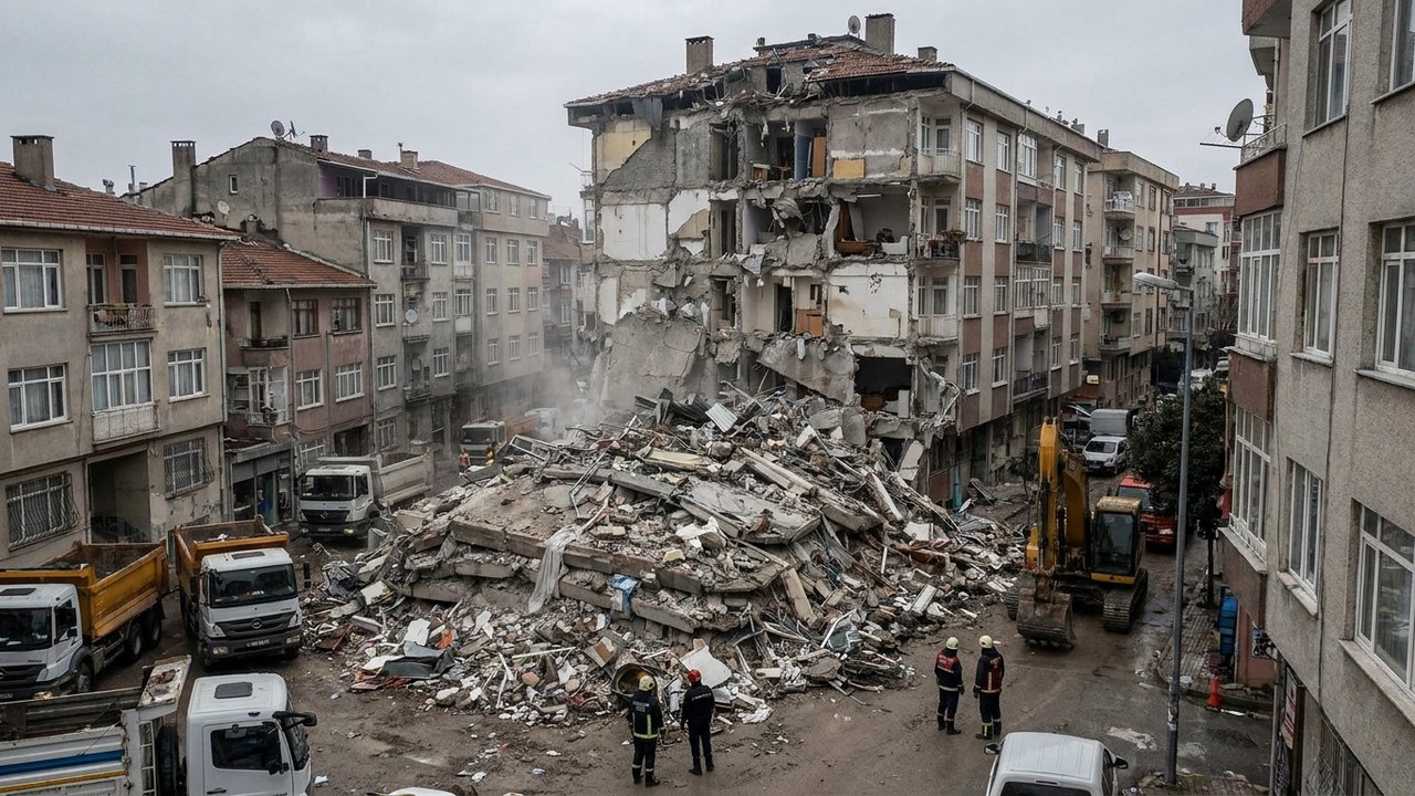 Parte inferior de prédio de 7 andares colapsa em Istambul