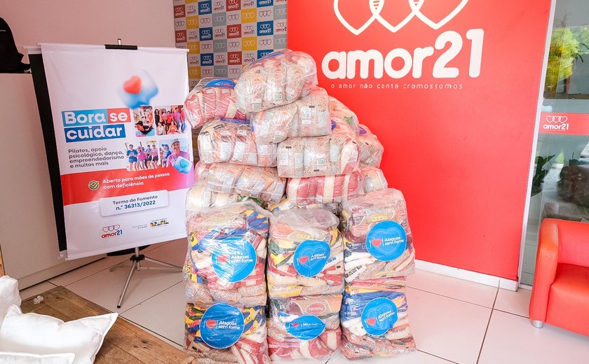 Instituto Amor 21 recebe uma tonelada de alimentos do Alagoas Sem Fome