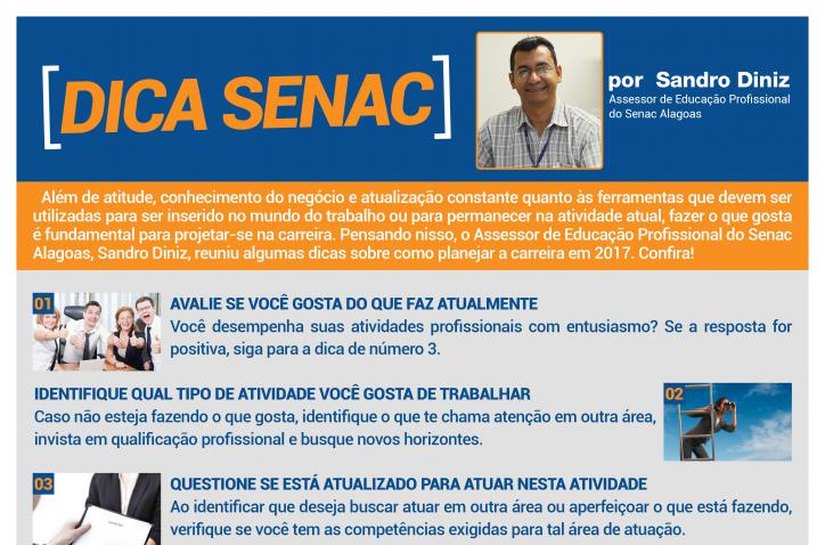Assessor de Educação Profissional do Senac dá dicas para carreira em 2017