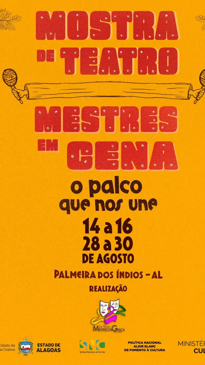 Mostra Mestres em Cena leva seis espetáculos gratuitos a Palmeira dos Índios