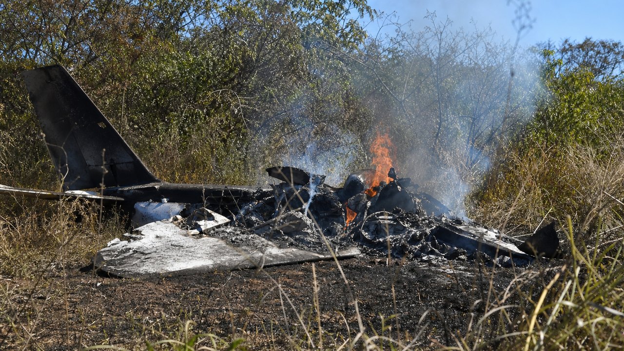 Avião de pequeno porte pega fogo em área rural no interior de SP; PM não localiza vítimas