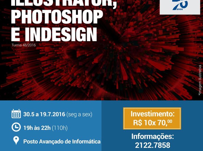 Matrículas abertas para curso 3 em 1 – Illustrator, Photoshop e InDesign