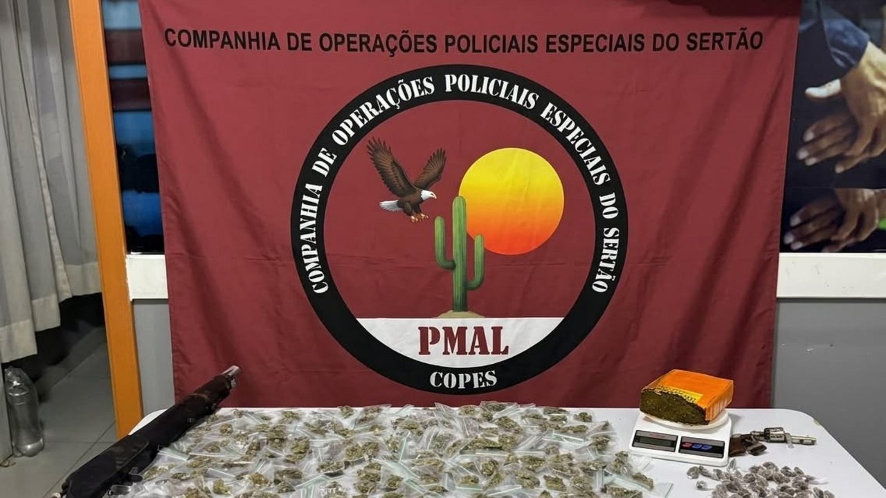 Polícia Militar apreende armas de fogo e cerca de 370 porções de maconha em Água Branca
