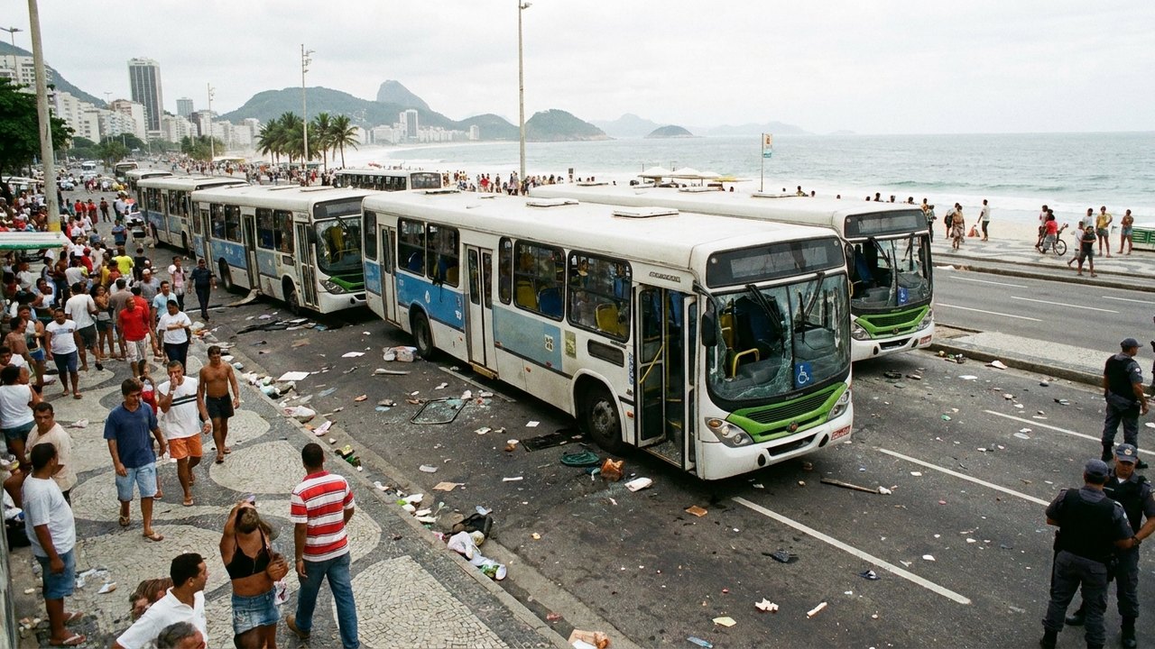 Saída de praias na Zona Sul do Rio gera tumulto e ônibus depredados; arrastão é mencionado por internautas