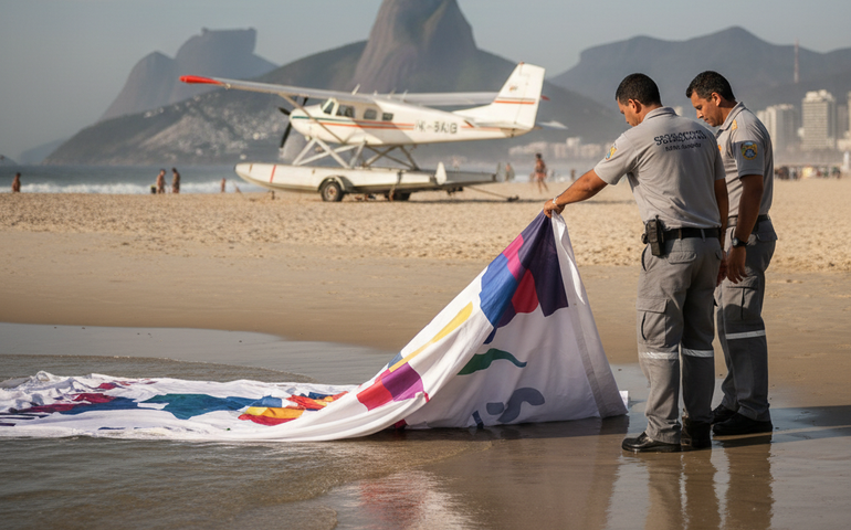 Empresa de avião que caiu em Copacabana será autuada por publicidade irregular, diz prefeitura