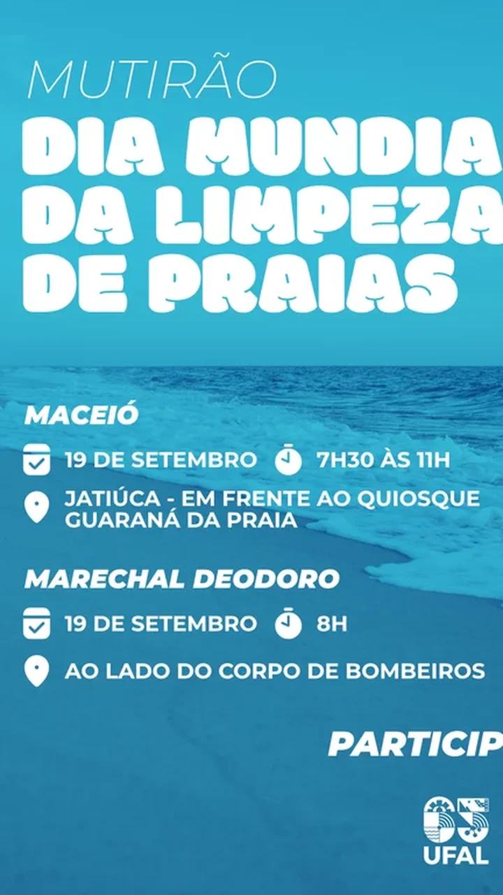 Ufal participa do Dia Mundial da Limpeza de Praias no próximo sábado (19)