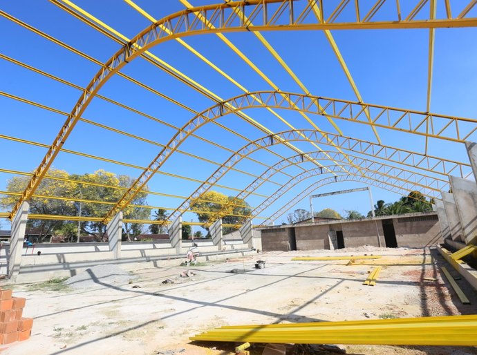 Obras do ginásio da Escola Municipal Joviniano Rodas em Marechal estão avançadas