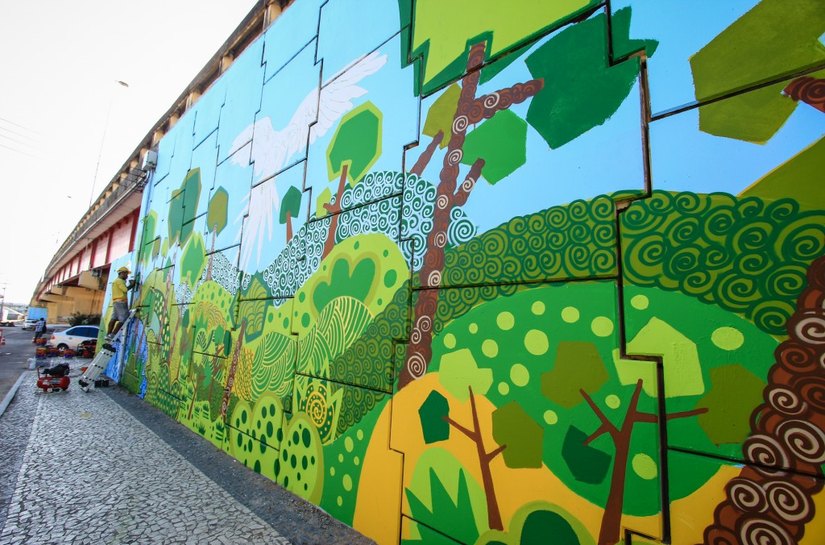 Maceió 200 anos: Viaduto Ib Gatto Falcão recebe pintura