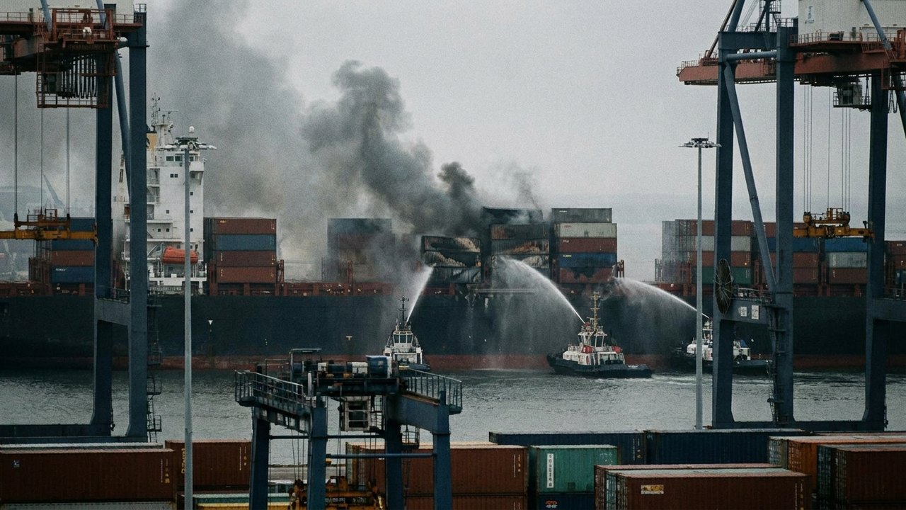 Drone russo Geran 4-Seeker atinge porta-contêineres no porto de Chernomorsk