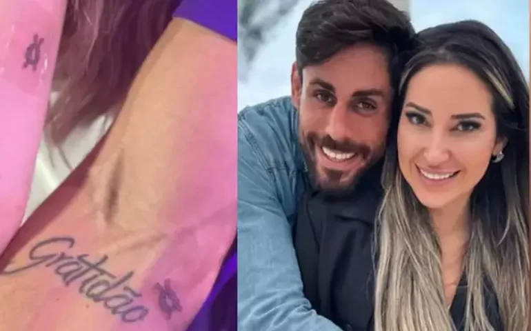 Amanda Meirelles e Cara de Sapato fazem tatuagem juntos