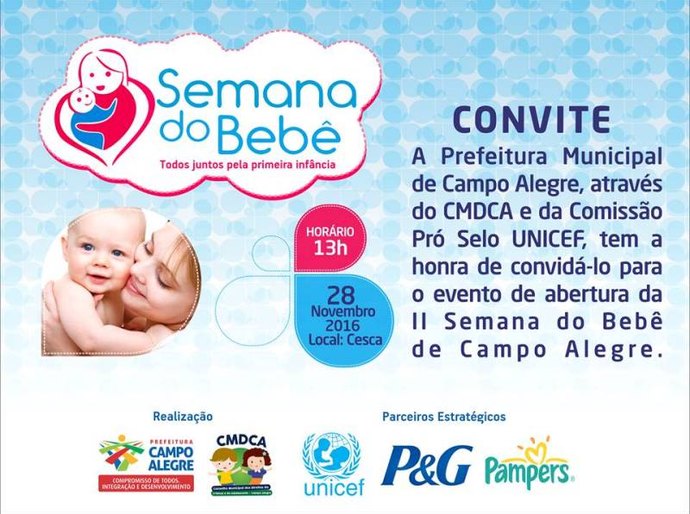 Campo Alegre realiz II Semana do Bebê de 28 de novembro a 2 de dezembro