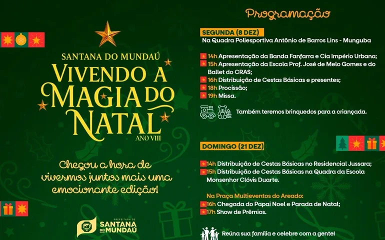 Vivendo a Magia do Natal: prefeitura de Santana do Mundaú prepara mais uma edição da festa