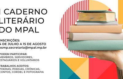 Prazo: Envio de trabalhos para Caderno Literário do MPAL tem prazo até 15 de agosto