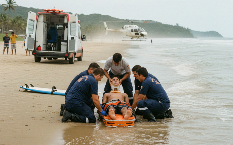 Adolescente de 16 anos sofre trauma grave após mergulho em águas rasas e pode ficar paraplégico