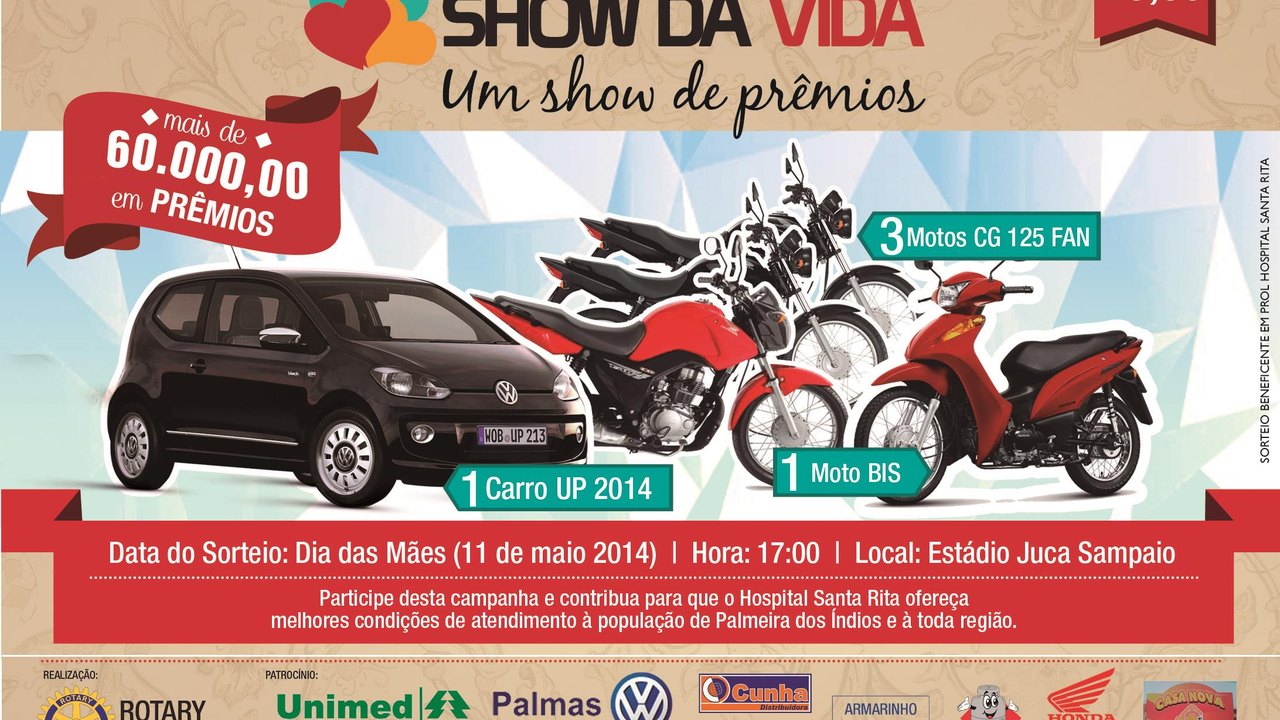 Palmeira dos Índios: Rotary lança nesta sexta-feira à campanha Show da Vida, Show de Prêmios