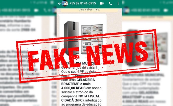 A conta utilizada para o envio da mensagem tem DDD 82 e uma imagem de perfil utilizando, de forma indevida e não autorizada