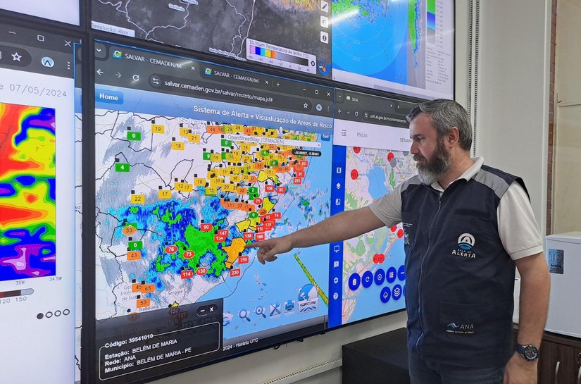 Semarh emite aviso para chuva intensa e vento forte, em Alagoas