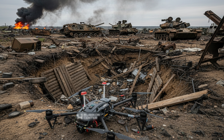 Defesa russa divulga imagens de drones FPV do centro Rubikon em ação contra tropas ucranianas