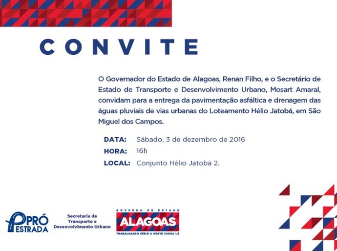 Governador entrega obra em São Miguel no próximo sábado ,03