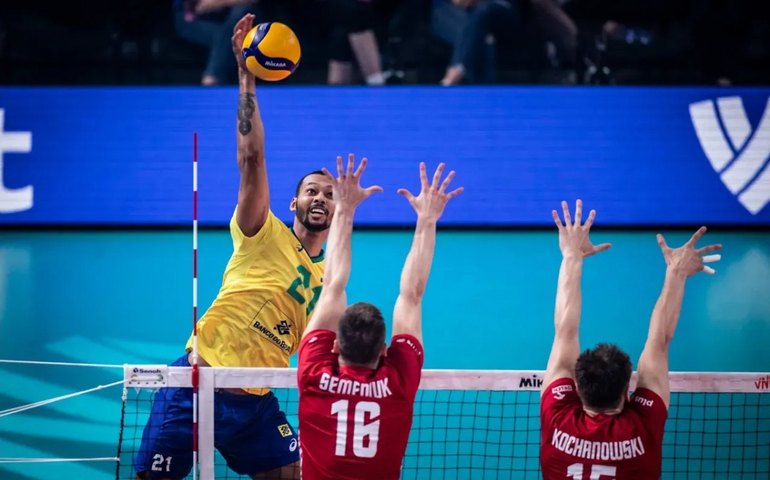 Brasil vence Sérvia por 3 a 0 e se recupera na Liga das Nações de Vôlei Masculino