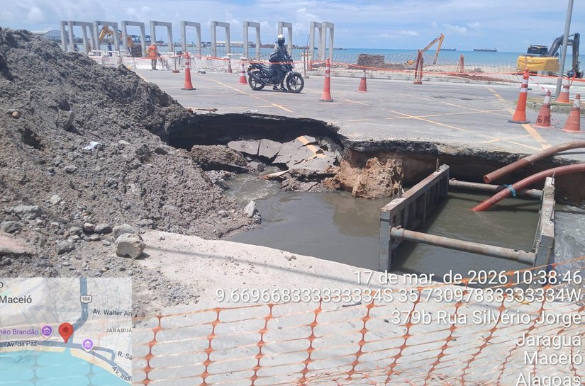 Obra da BRK abre cratera na Avenida da Paz; Prefeitura exige providência e autua empresa