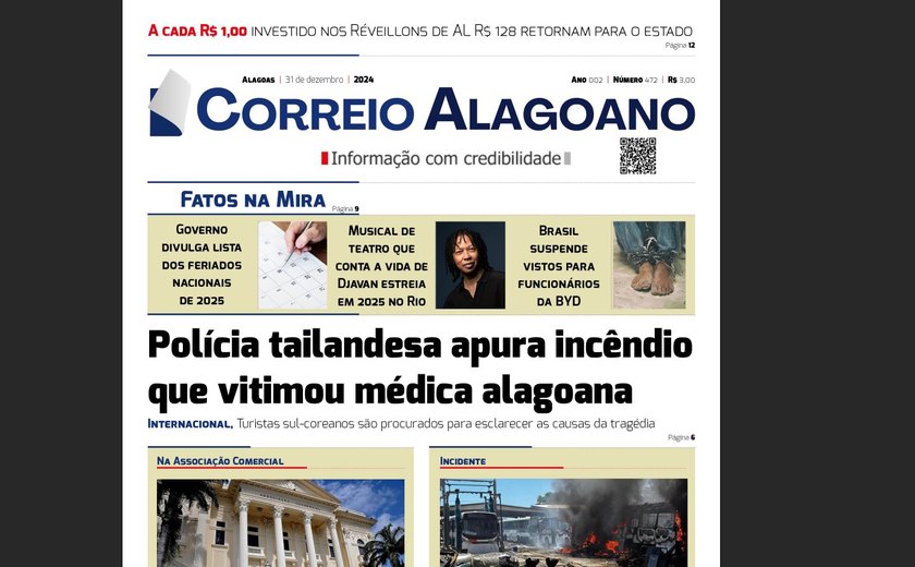 Polícia tailandesa apura incêndio que vitimou médica alagoana