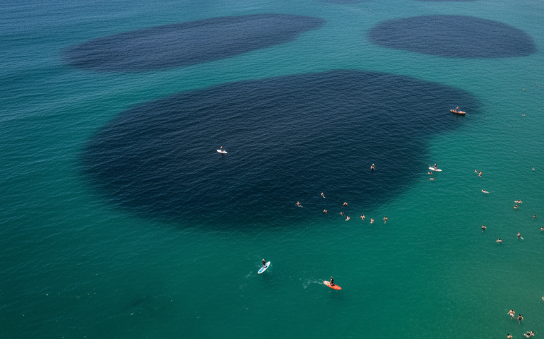 Manchas escuras no mar intrigam banhistas nas praias da Zona Sul do Rio