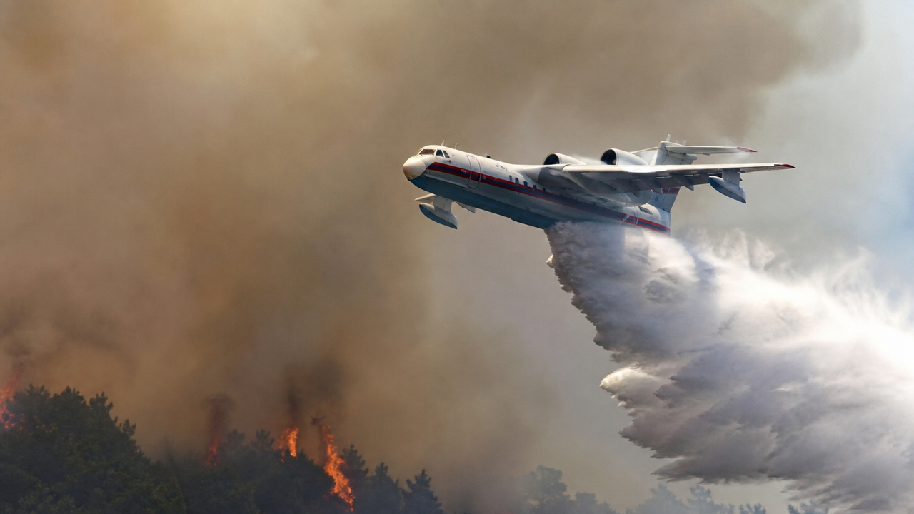 Gigantes anfíbios contra o fogo: veja o Be-200ChS russo em ação na Turquia