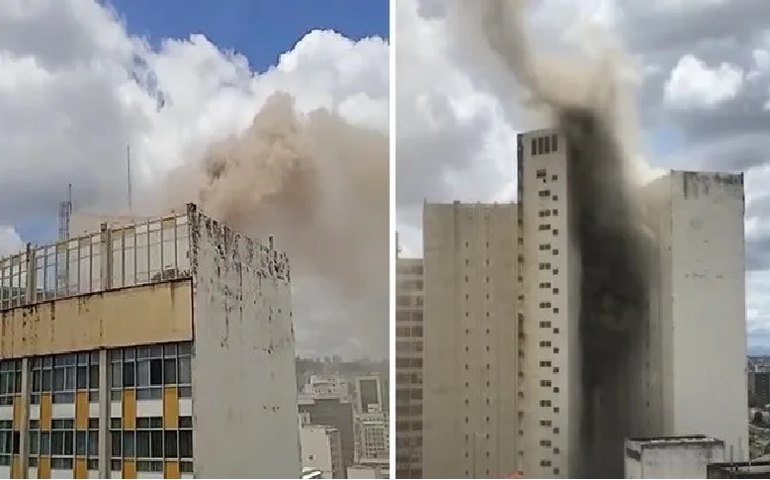 Incêndio atinge prédio do antigo Othon Palace, no centro de Belo Horizonte