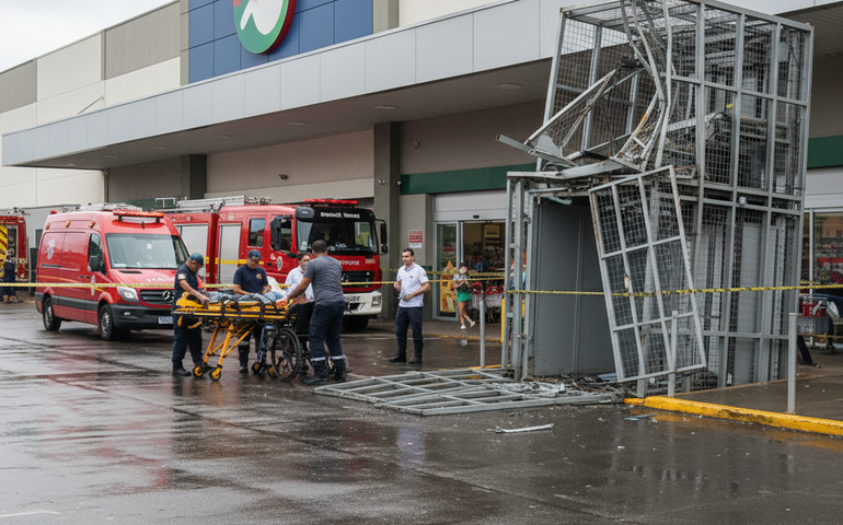 Elevador de mercado despenca e deixa quatro pessoas feridas no interior de SP