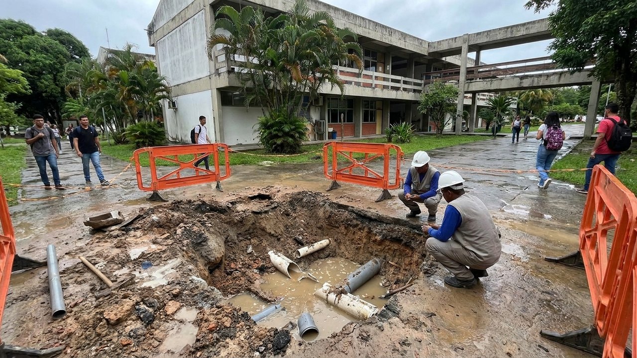 Falha na rede de água paralisa atividades no Campus Maceió da Ufal nesta quinta-feira