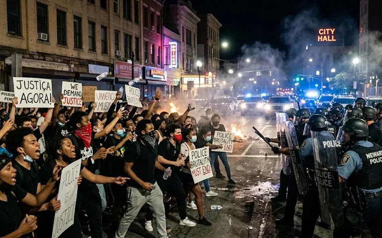 Confrontos entre manifestantes e polícia continuam em Newark, EUA