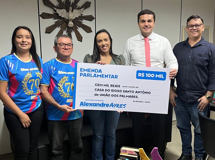 Deputado Alexandre Ayres destina emenda de R$ 100 mil para Casa do Idoso Santo Antônio, em União dos Palmares