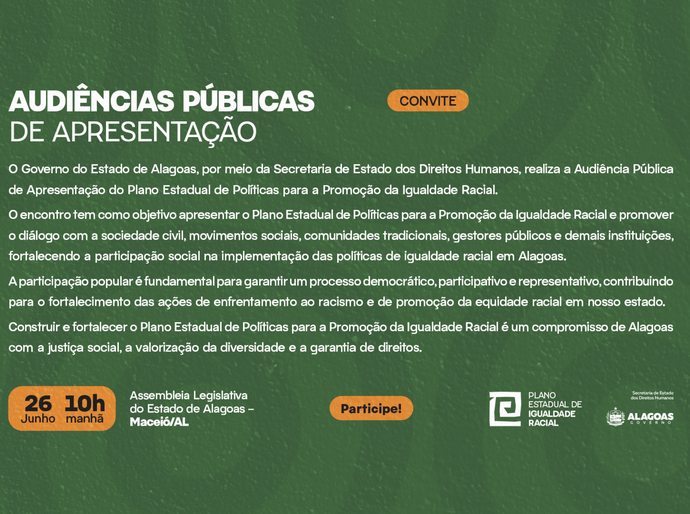 Governo de Alagoas apresenta Plano Estadual de Promoção da Igualdade Racial