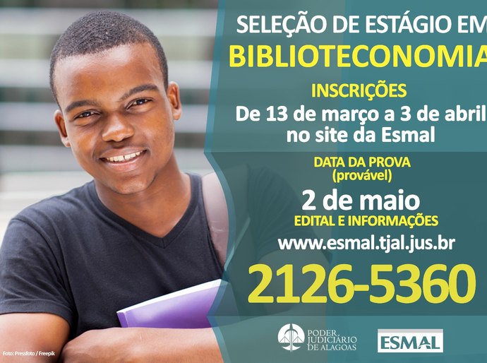 TJ/AL abre inscrições para processo seletivo de estágio em Biblioteconomia