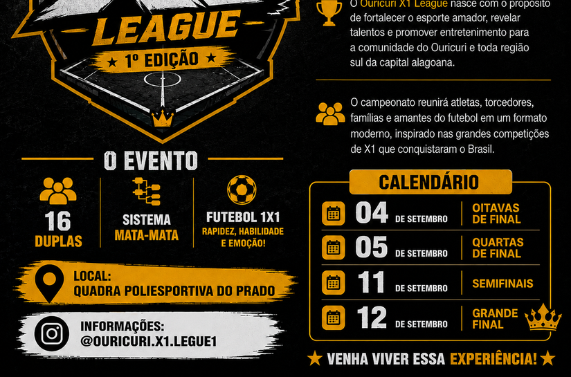 Ouricuri X1 League 2026 une esporte, entretenimento e solidariedade em Maceió