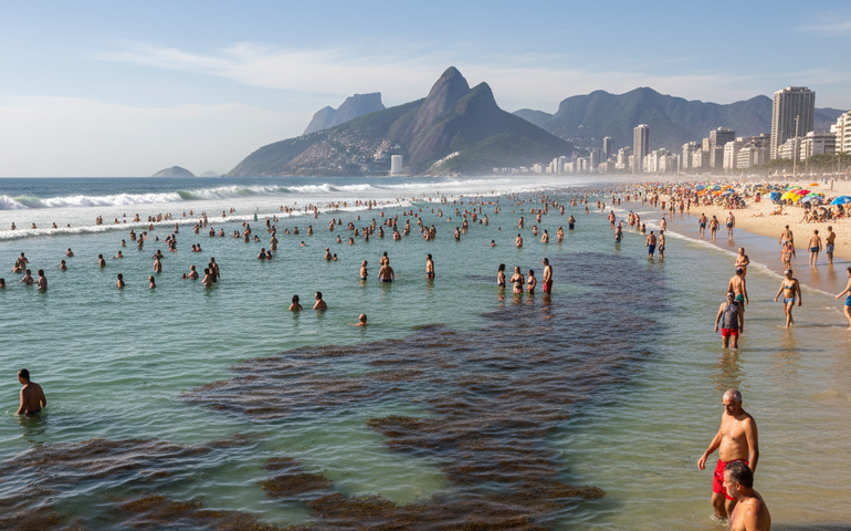 Manchas escuras aparecem nas águas das praias do Rio; saiba a causa