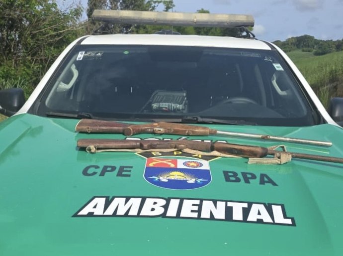 PM apreende duas armas de fogo durante fiscalização ambiental em Porto Calvo