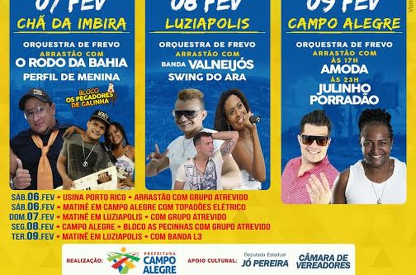 Prefeitura de Campo Alegre divulga Programação Oficial do Carnaval 2016